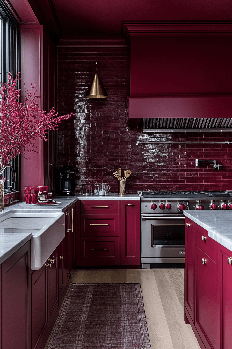 29 Burgundy Kitchen Cabinets That Add Passion and Personality 9 burgundy kitchen cabinets