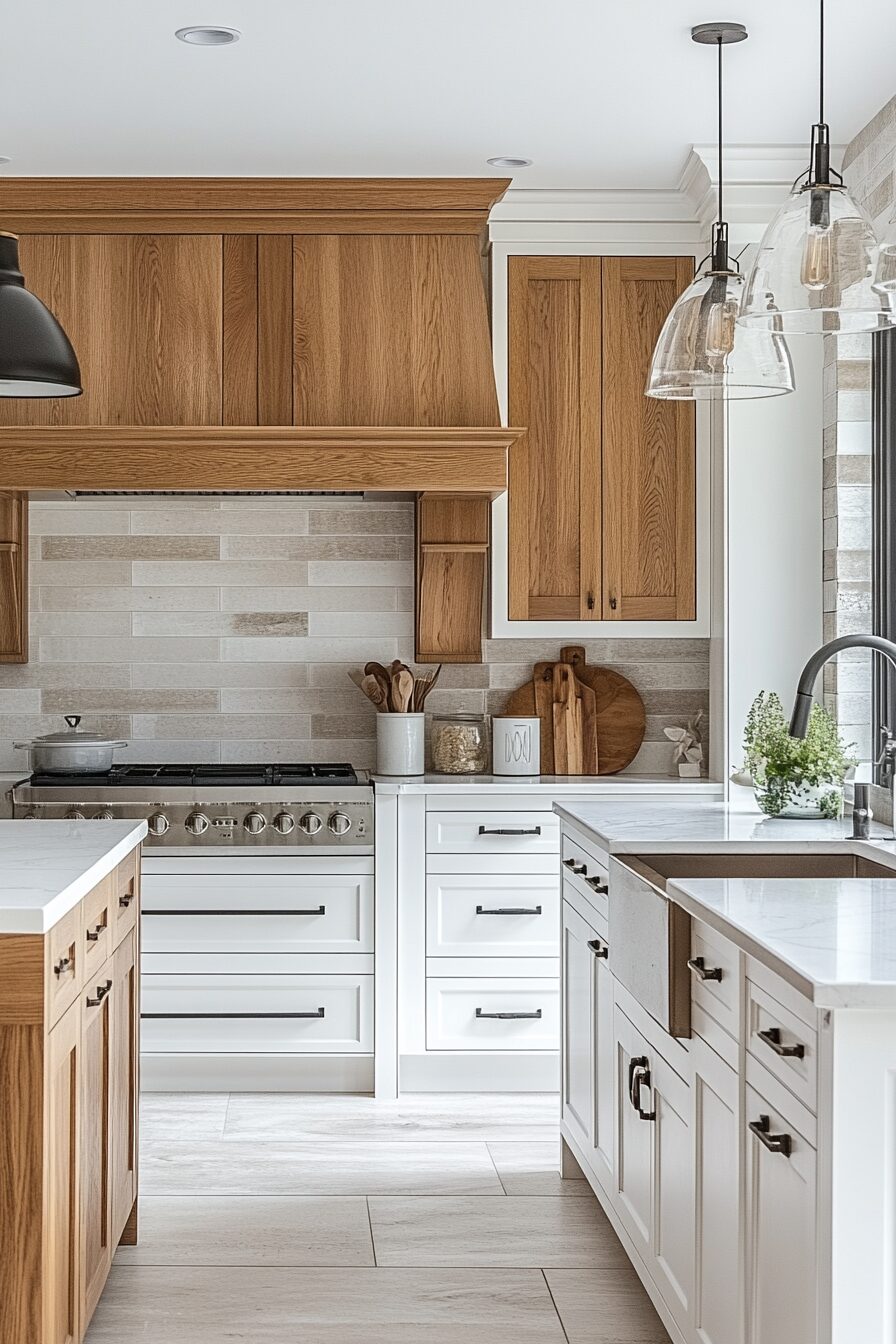 29 White and Wood Kitchen Cabinets to Brighten Your Home with Style 4 white and wood kitchen cabinets