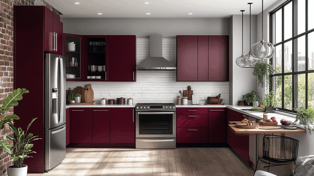 29 Burgundy Kitchen Cabinets That Add Passion and Personality 7 burgundy kitchen cabinets