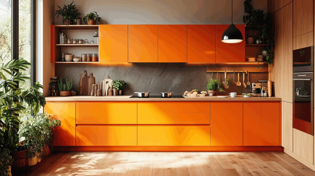 29 Orange Kitchen Cabinets That Spark Energy and Style 6 orange kitchen cabinets