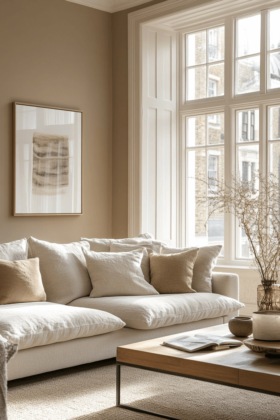 25+ Beige Couch Living Room Designs for a Bright and Airy Home Vibe 1 beige couch living room