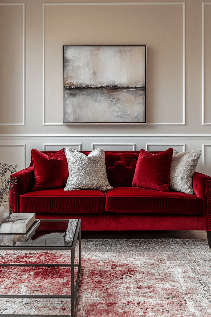 27+ Red Couch Living Room Designs That Spark Joy and Vibrance Instantly 1 red couch living room