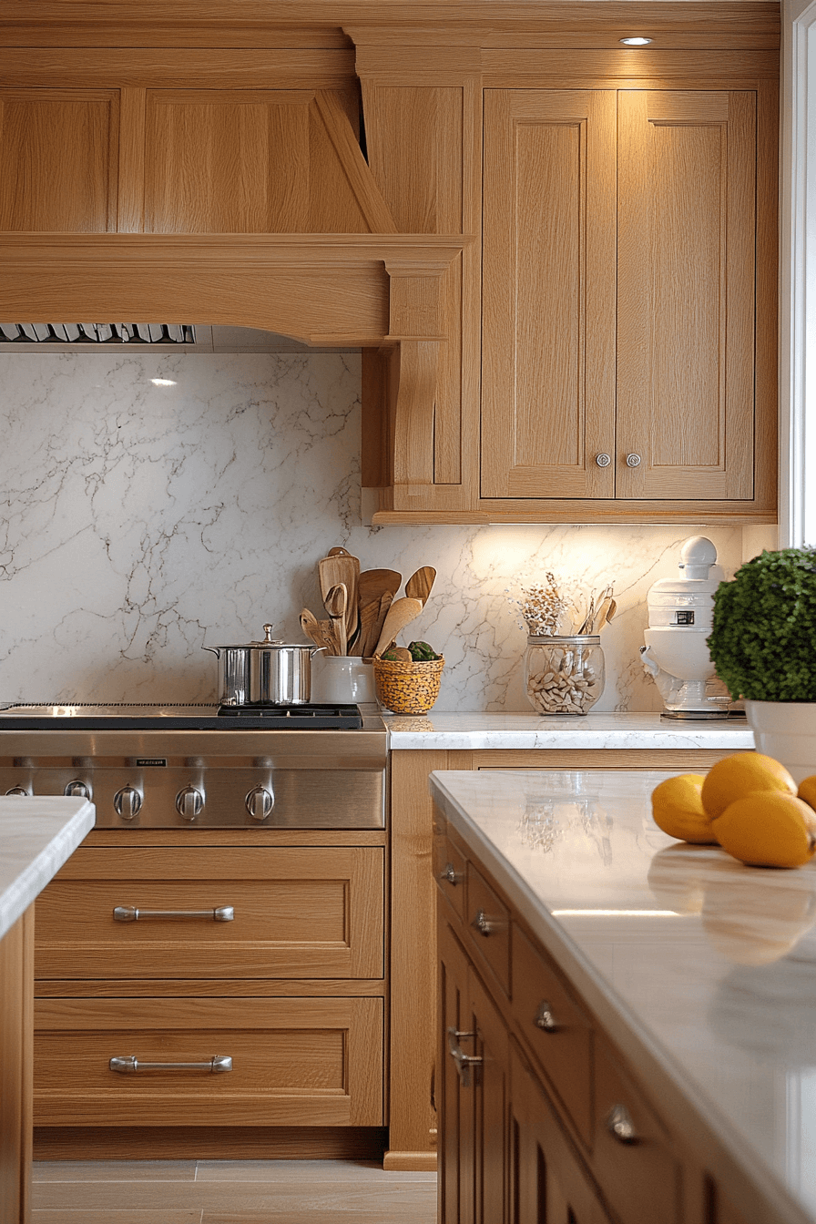 27+ Golden Oak Kitchen Cabinets That Transform Simple Kitchens Into Retreats 1 golden oak kitchen cabinets