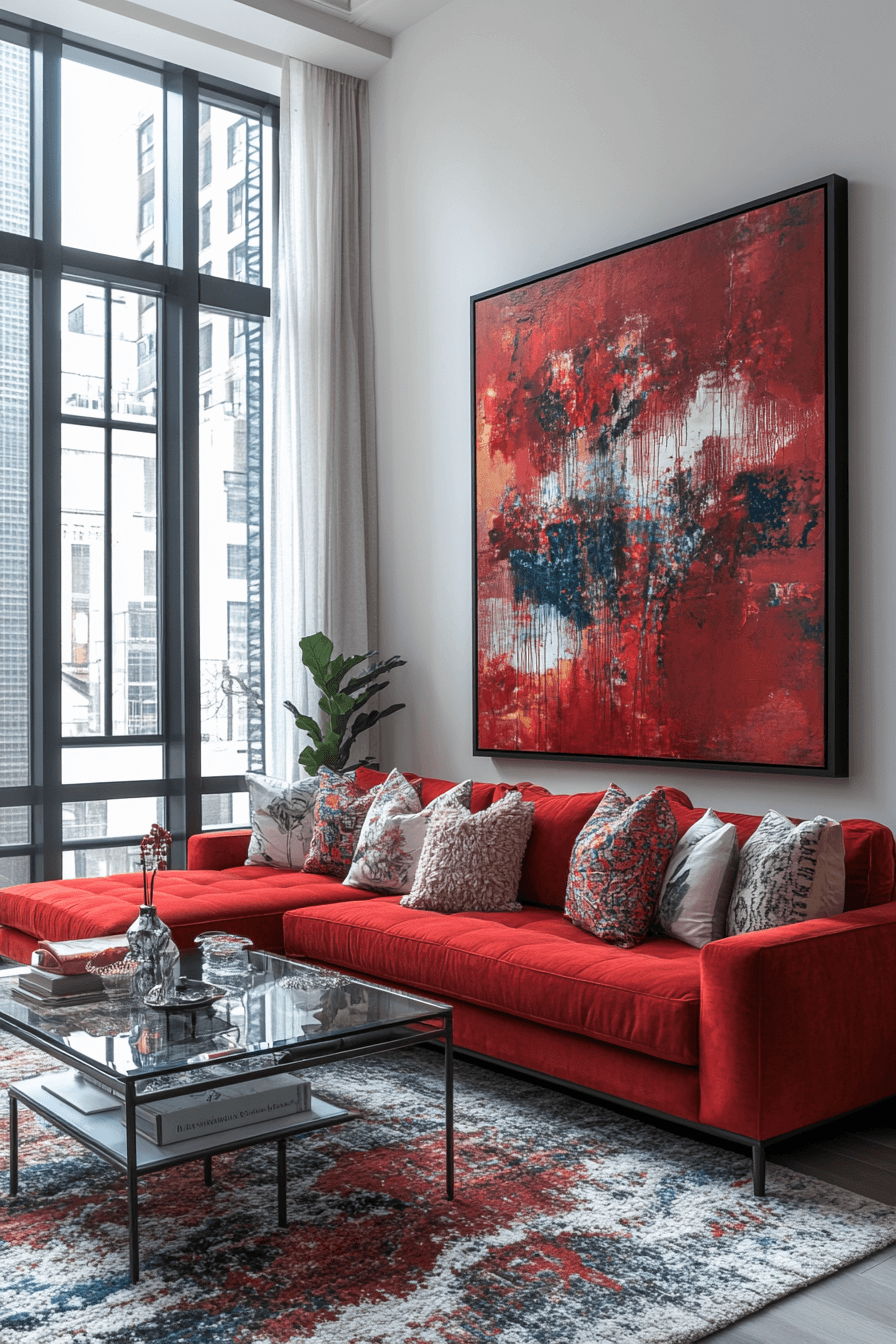 27+ Red Couch Living Room Designs That Spark Joy and Vibrance Instantly 10 red couch living room