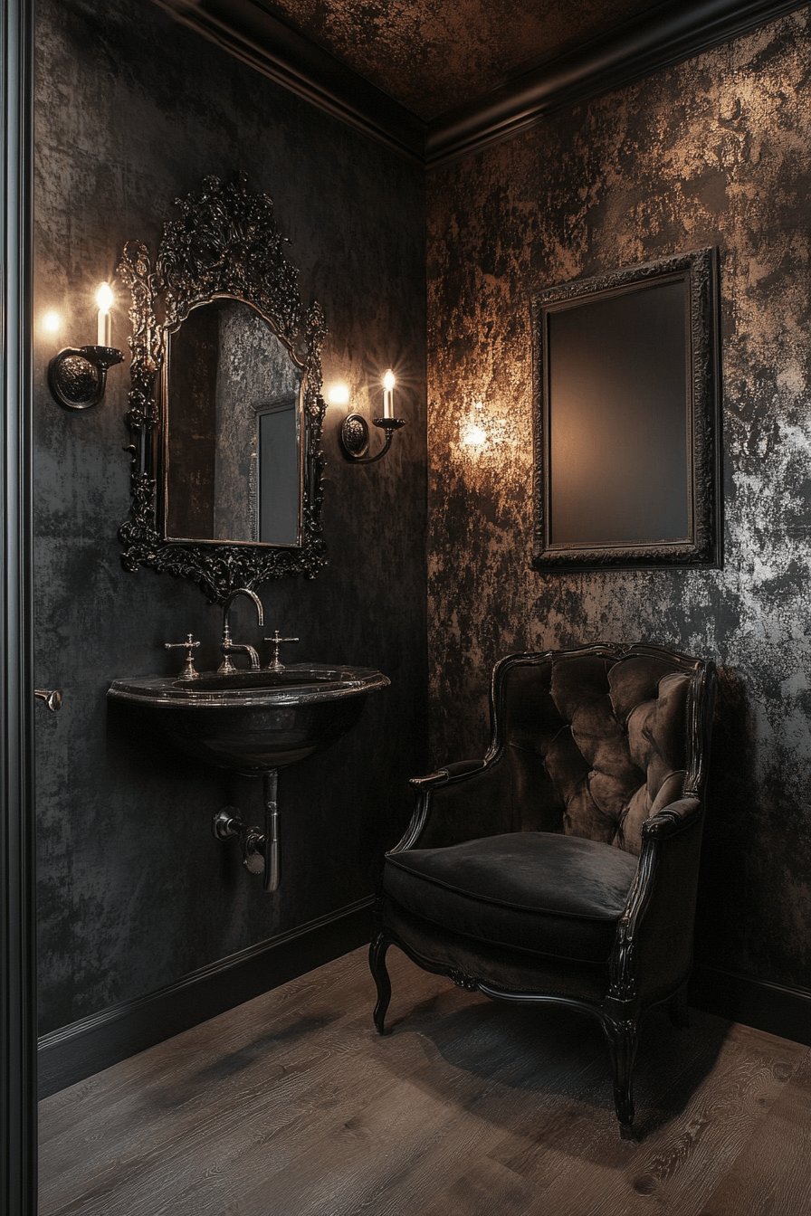 27+ Moody Powder Room Designs That Leave a Lasting Impression 11 moody powder room