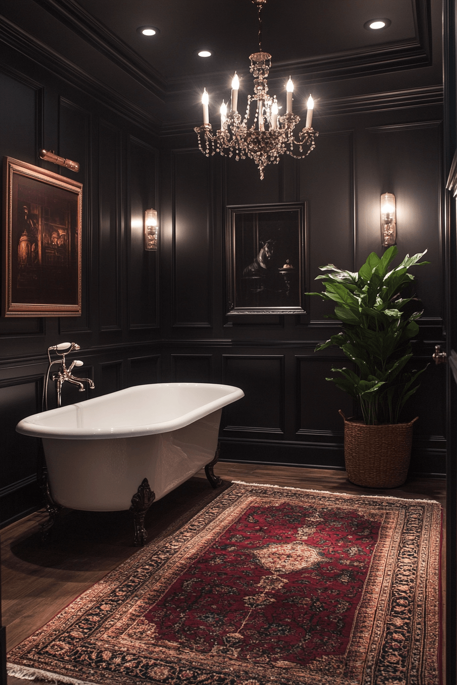 27+ Moody Powder Room Designs That Leave a Lasting Impression 14 moody powder room