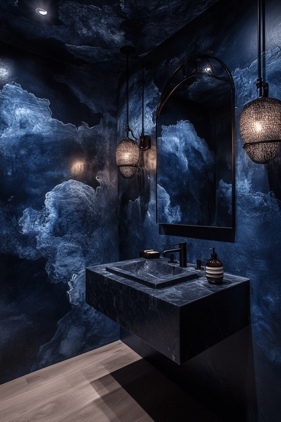27+ Moody Powder Room Designs That Leave a Lasting Impression 15 moody powder room