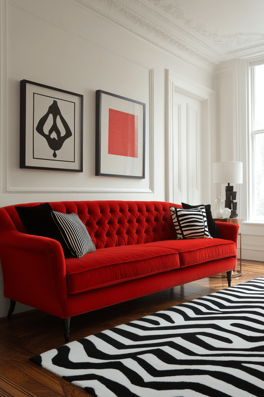 27+ Red Couch Living Room Designs That Spark Joy and Vibrance Instantly 16 red couch living room