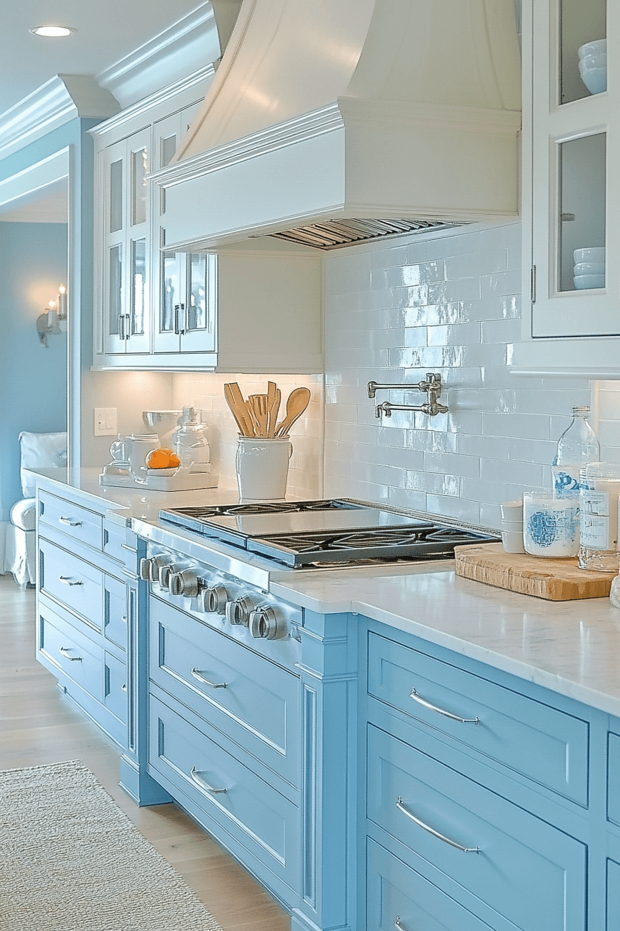 28+ Blue and White Kitchen Cabinets for a Fresh Coastal-Inspired Look 16 blue and white kitchen cabinets