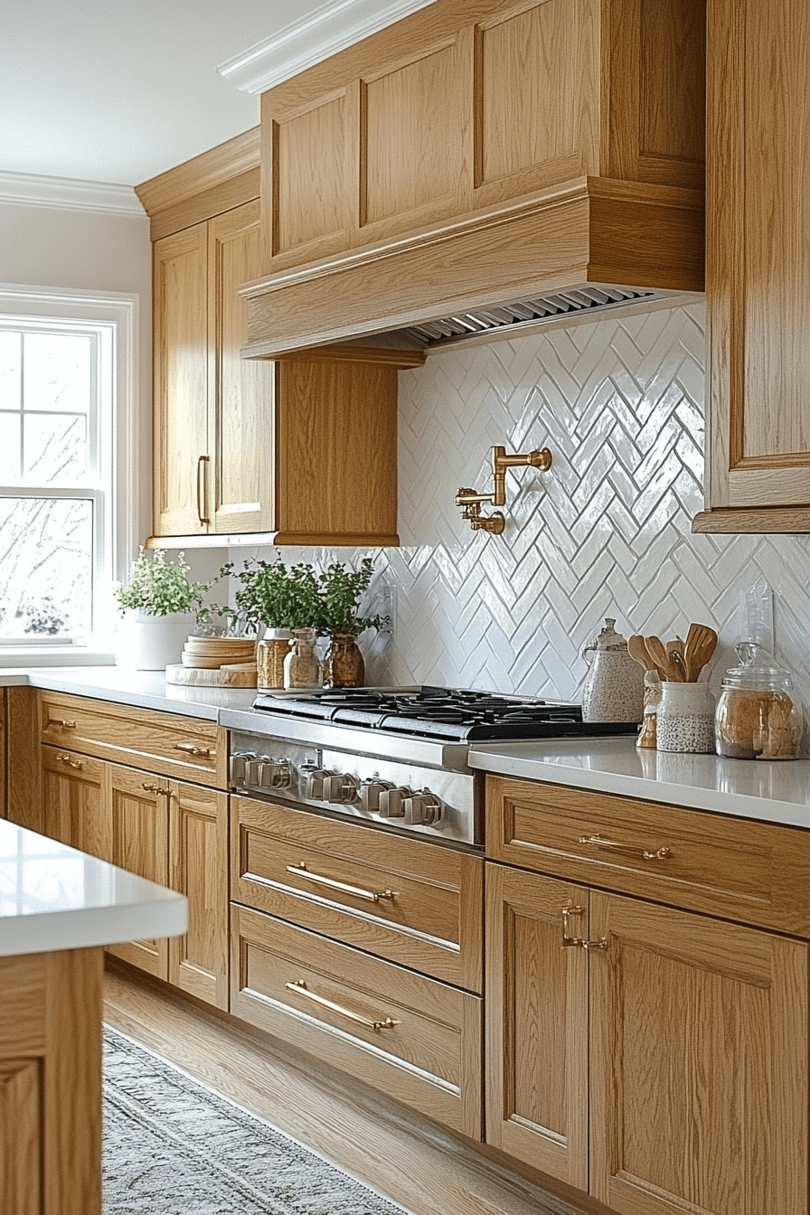 27+ Golden Oak Kitchen Cabinets That Transform Simple Kitchens Into Retreats 17 golden oak kitchen cabinets