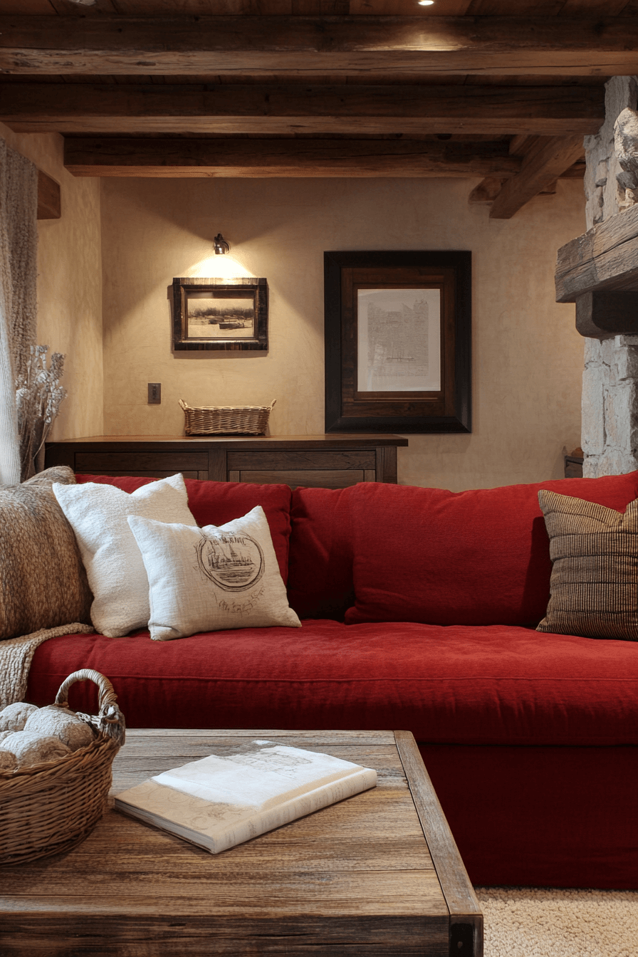 27+ Red Couch Living Room Designs That Spark Joy and Vibrance Instantly 17 red couch living room