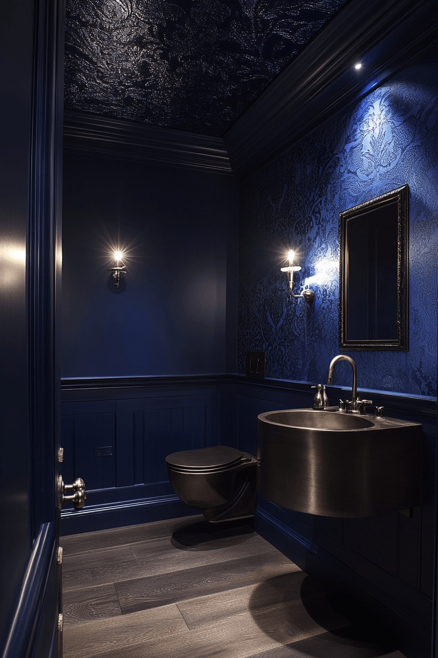 27+ Moody Powder Room Designs That Leave a Lasting Impression 18 moody powder room
