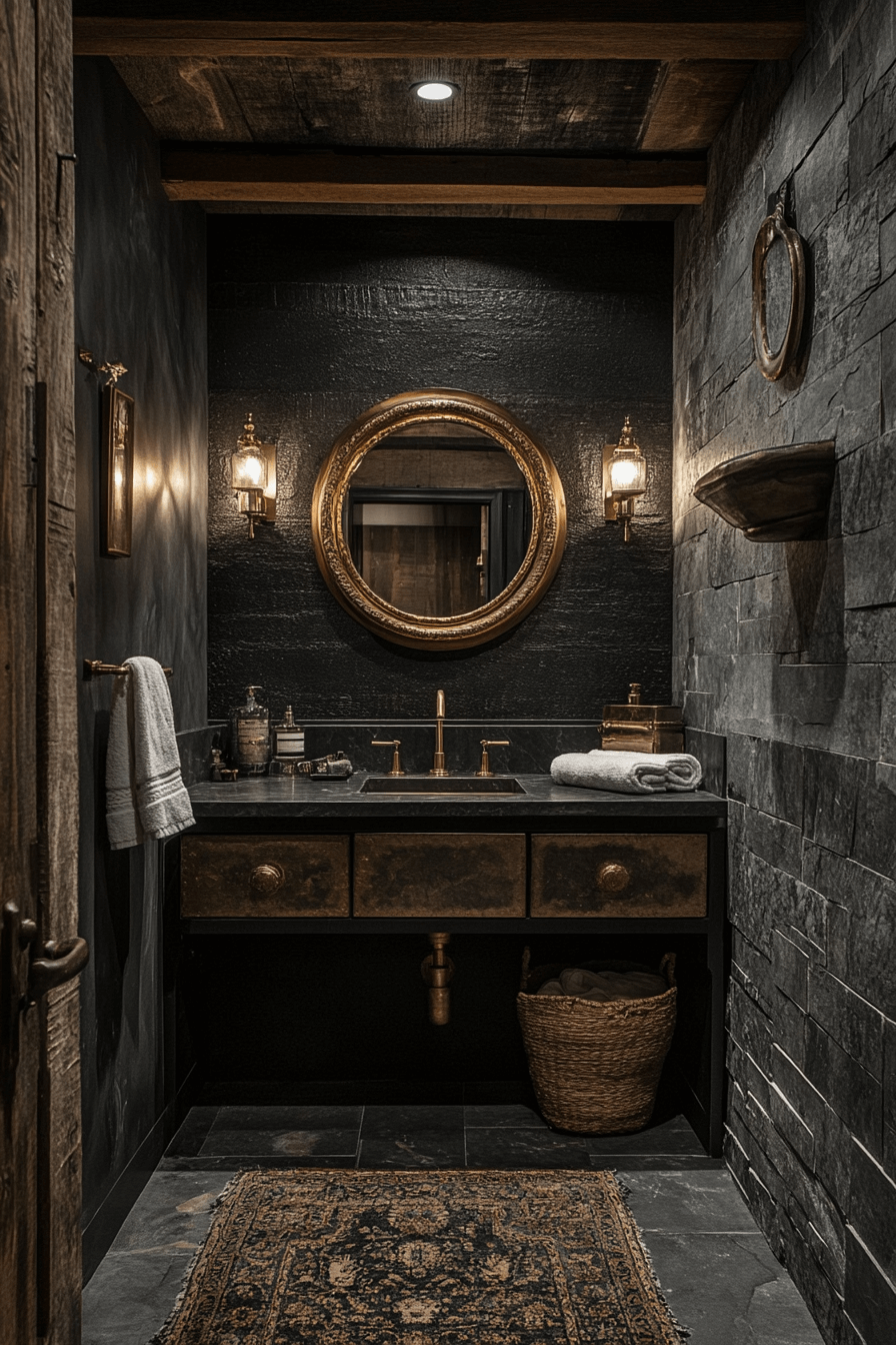 27+ Moody Powder Room Designs That Leave a Lasting Impression 19 moody powder room
