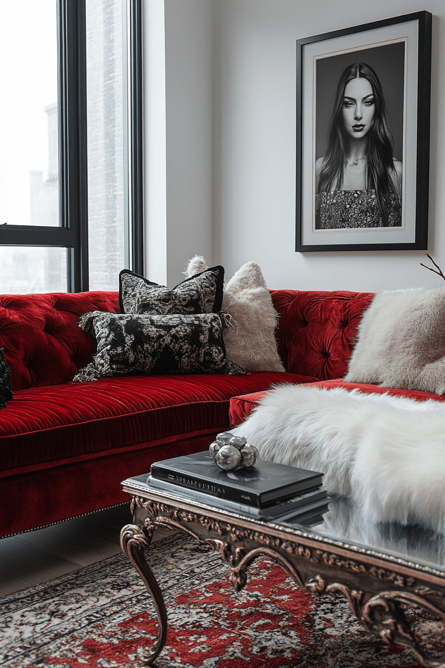 27+ Red Couch Living Room Designs That Spark Joy and Vibrance Instantly 22 red couch living room