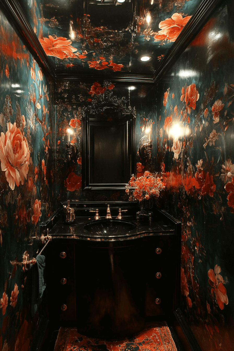 27+ Moody Powder Room Designs That Leave a Lasting Impression 23 moody powder room