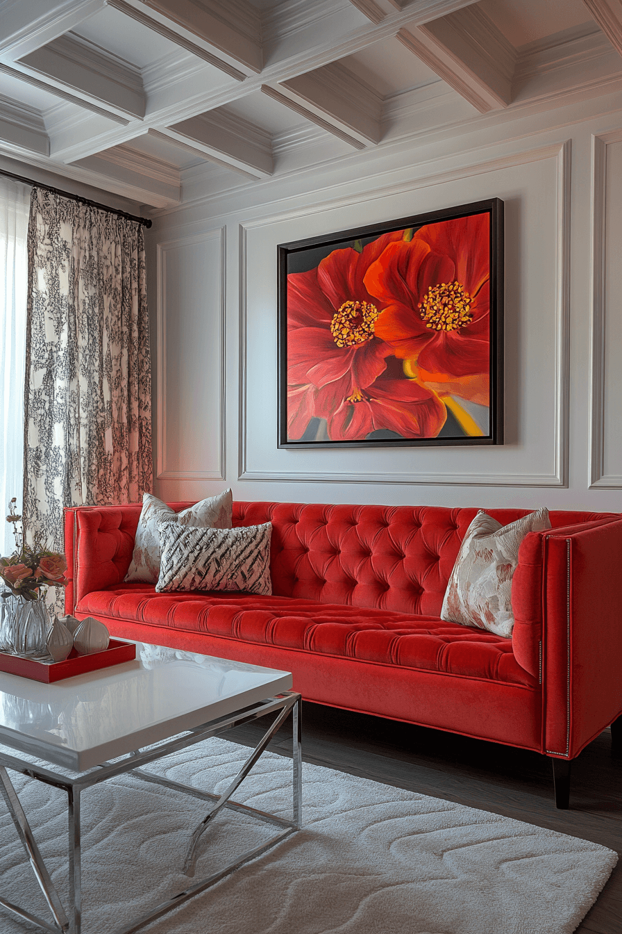 27+ Red Couch Living Room Designs That Spark Joy and Vibrance Instantly 23 red couch living room