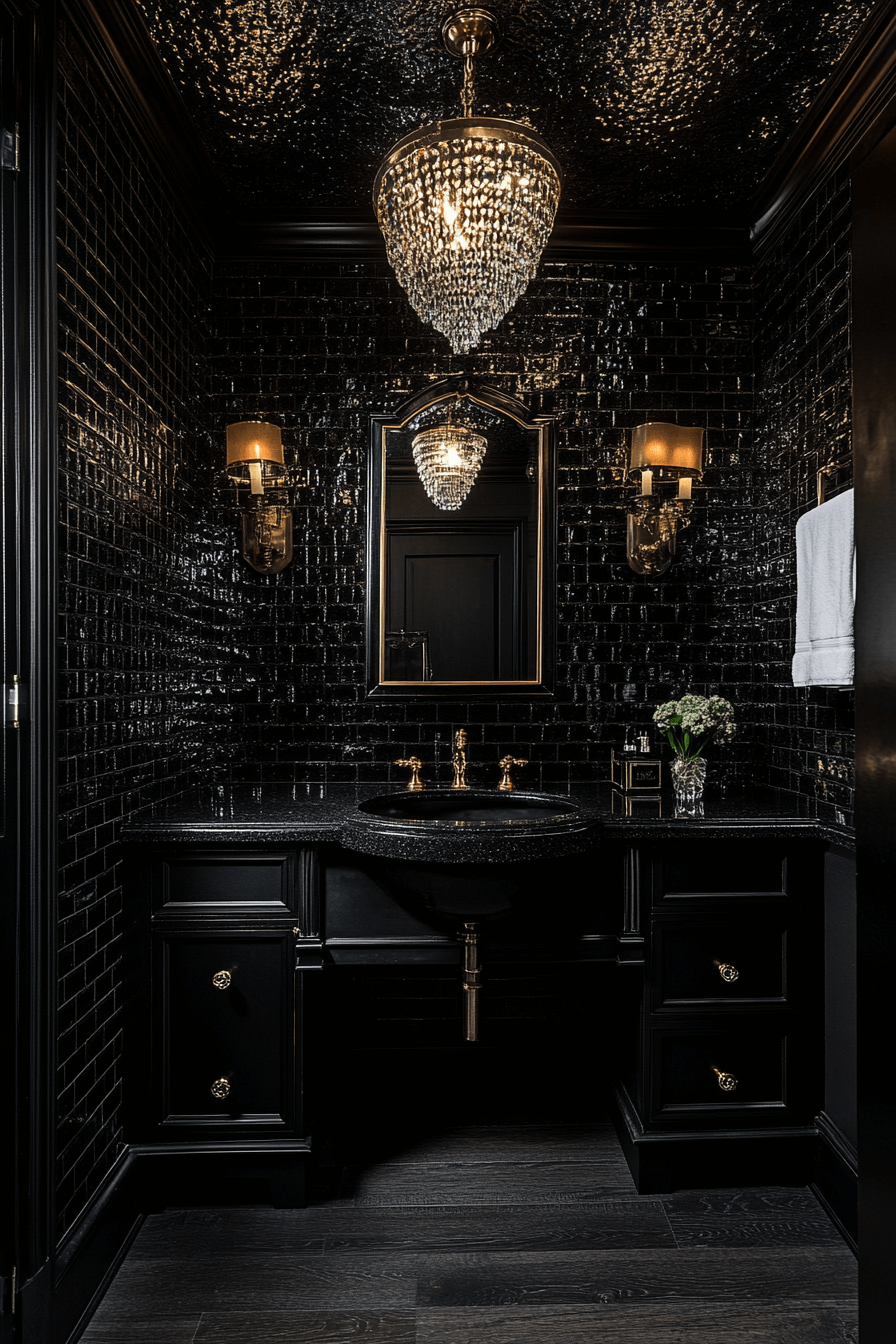 27+ Moody Powder Room Designs That Leave a Lasting Impression 3 moody powder room