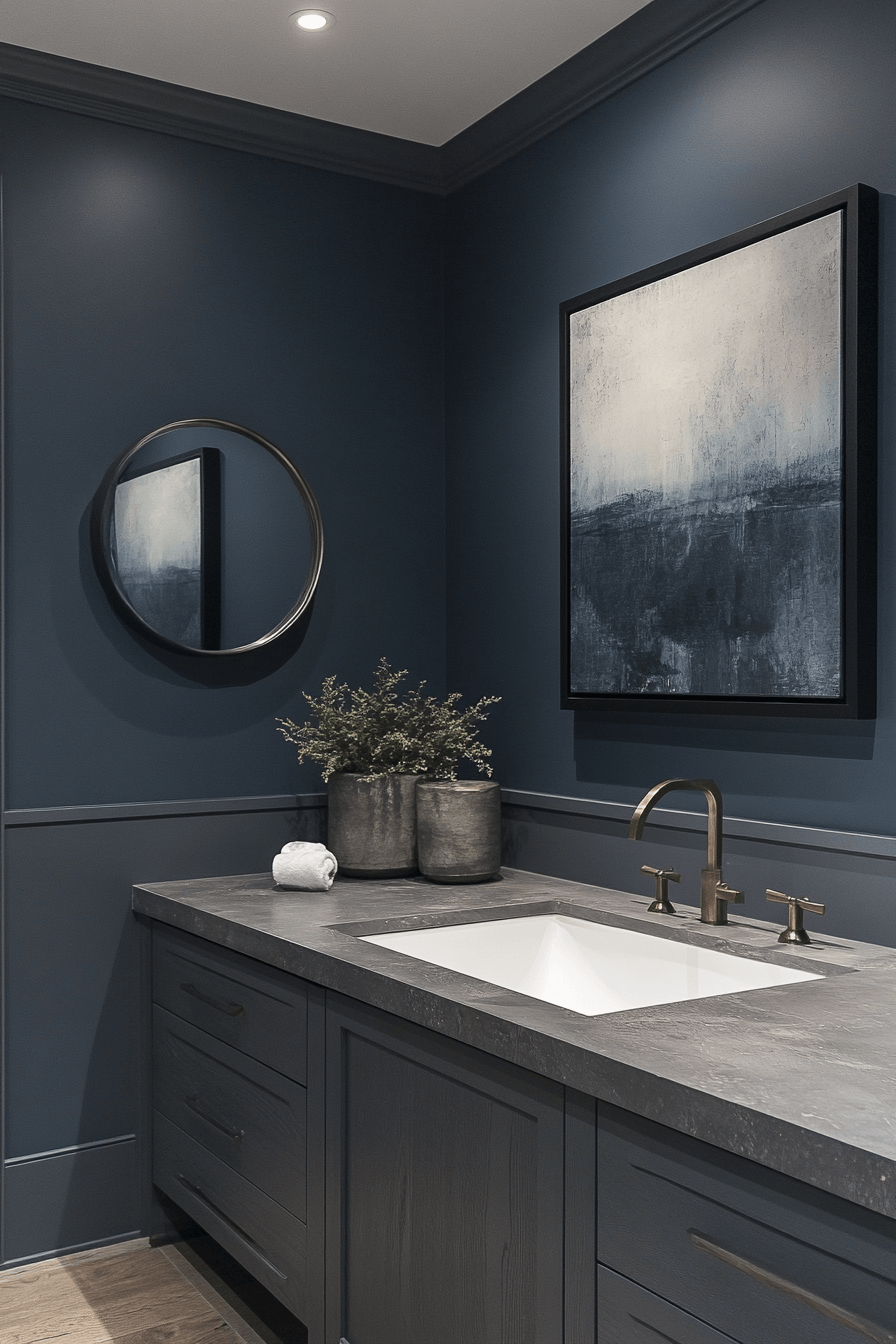 27+ Moody Powder Room Designs That Leave a Lasting Impression 6 moody powder room