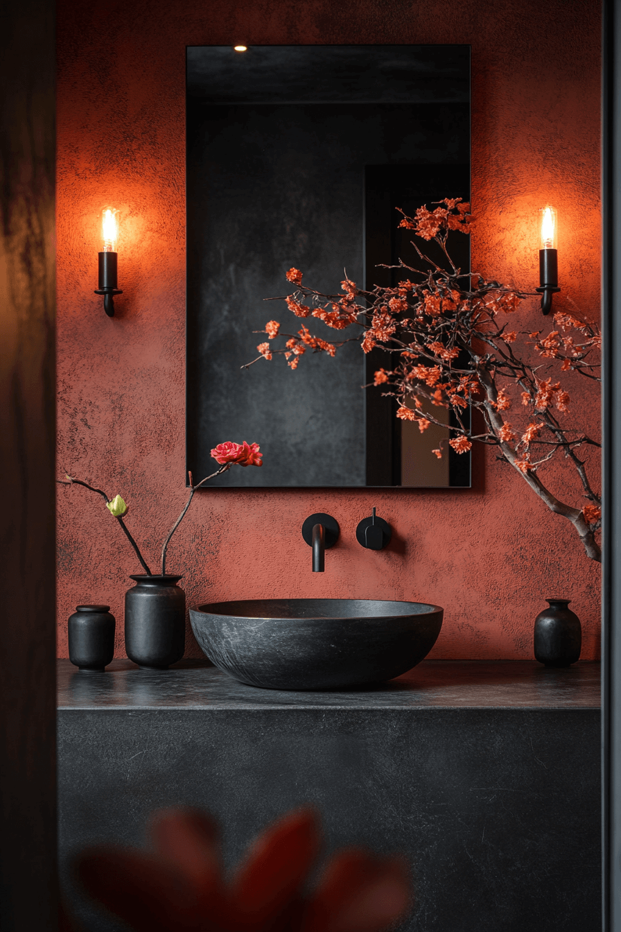 27+ Moody Powder Room Designs That Leave a Lasting Impression 8 moody powder room