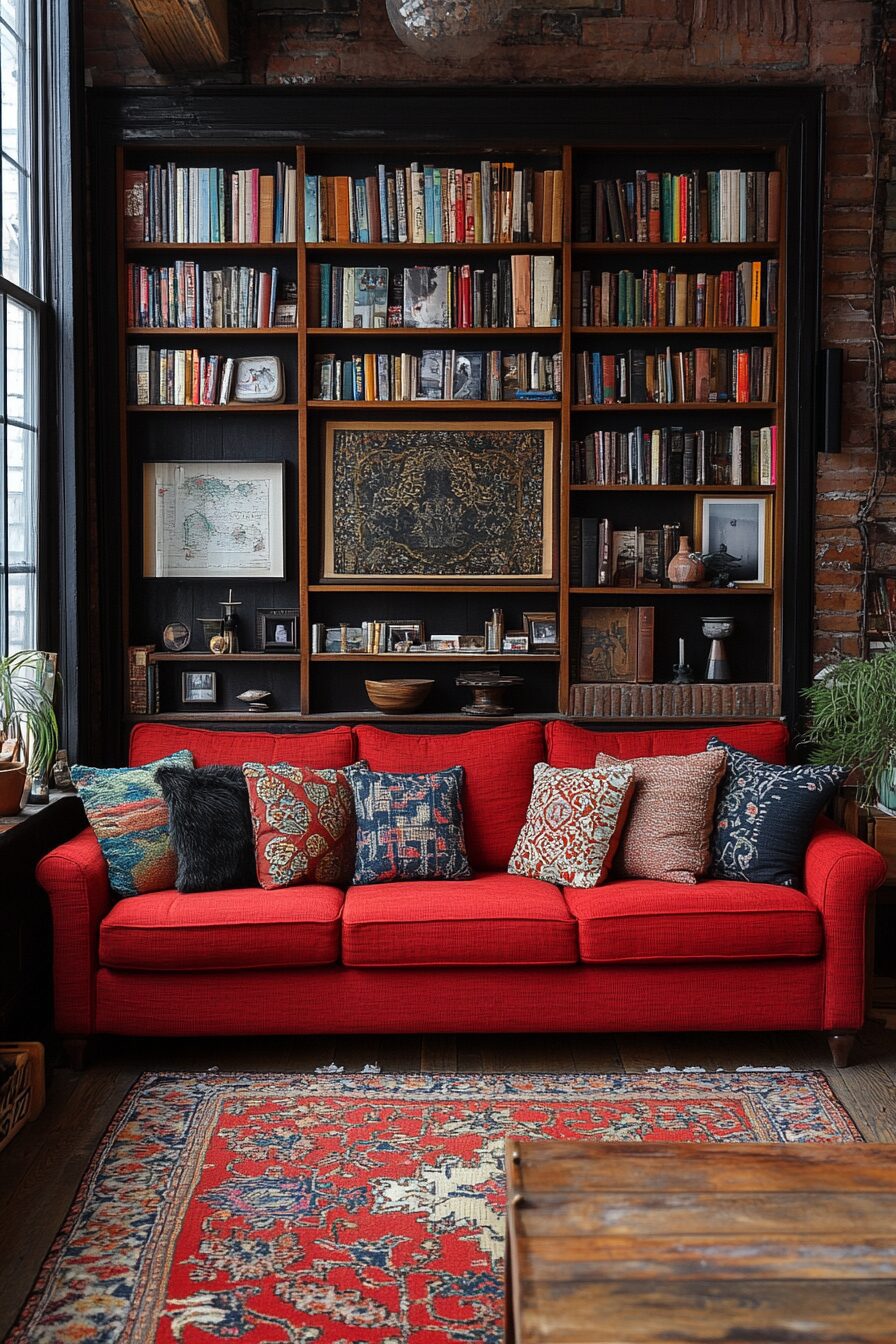27+ Red Couch Living Room Designs That Spark Joy and Vibrance Instantly 8 red couch living room