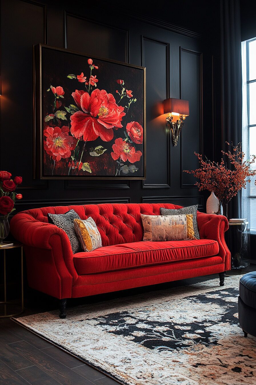 27+ Red Couch Living Room Designs That Spark Joy and Vibrance Instantly 12 red couch living room