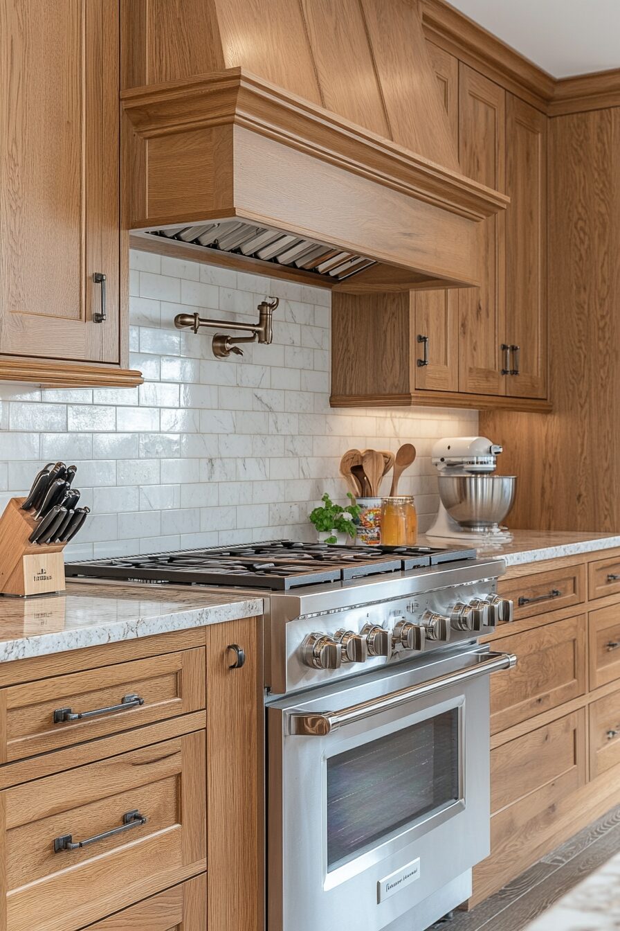 27+ Golden Oak Kitchen Cabinets That Transform Simple Kitchens Into Retreats 7 golden oak kitchen cabinets