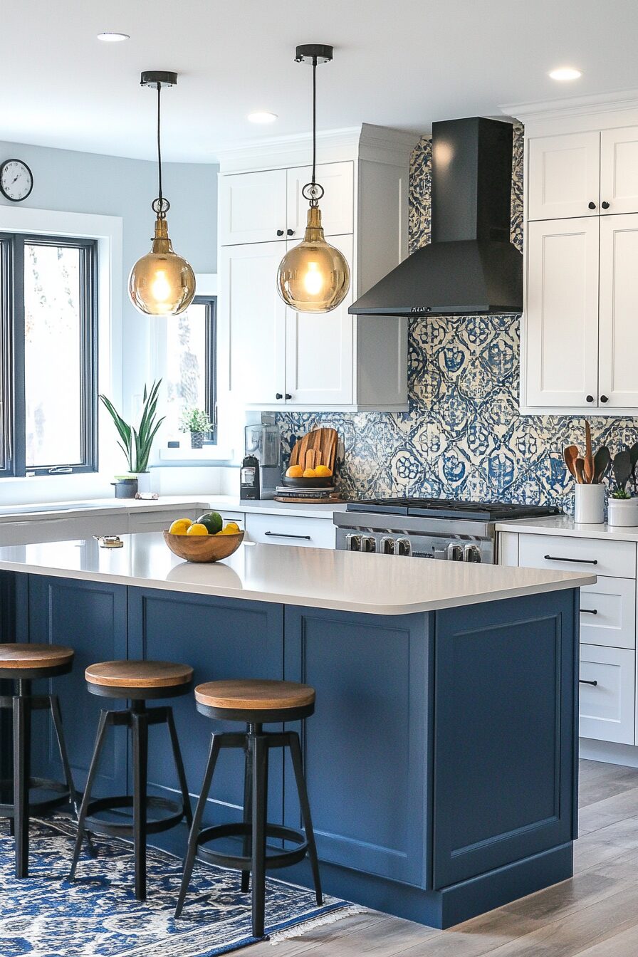 28+ Blue and White Kitchen Cabinets for a Fresh Coastal-Inspired Look 9 blue and white kitchen cabinets