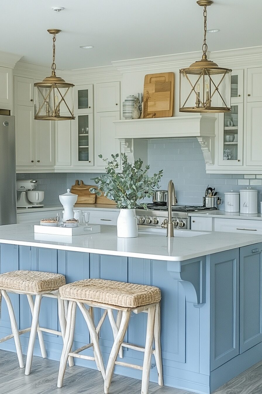 28+ Blue and White Kitchen Cabinets for a Fresh Coastal-Inspired Look 26 blue and white kitchen cabinets