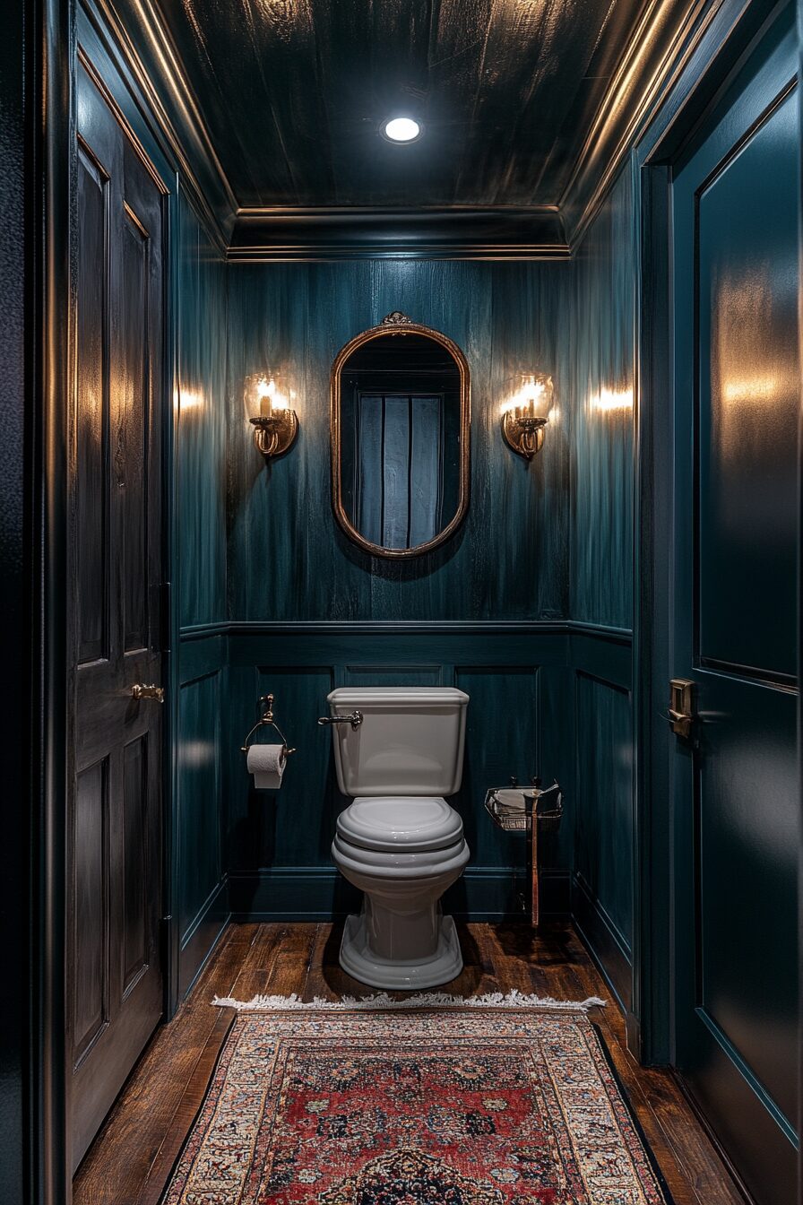 27+ Moody Powder Room Designs That Leave a Lasting Impression 17 moody powder room