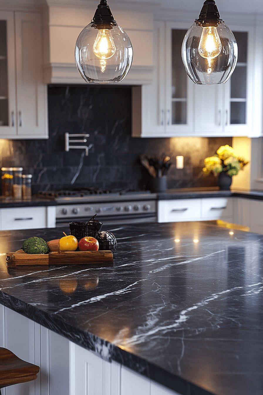 29 Black Marble Countertops That Make a Bold Design Statement 1 black marble countertops