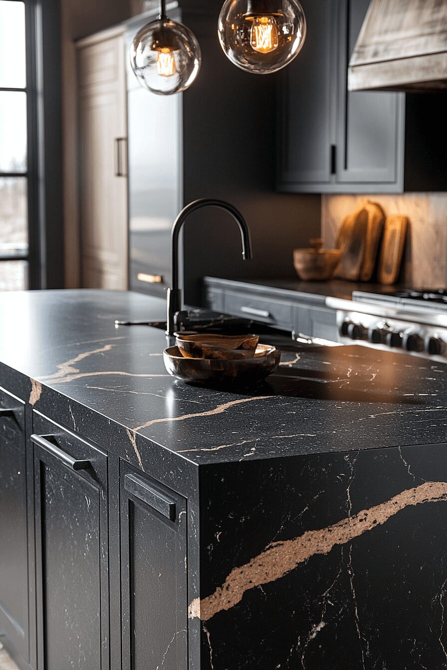 29 Black Marble Countertops That Make a Bold Design Statement 10 black marble countertops