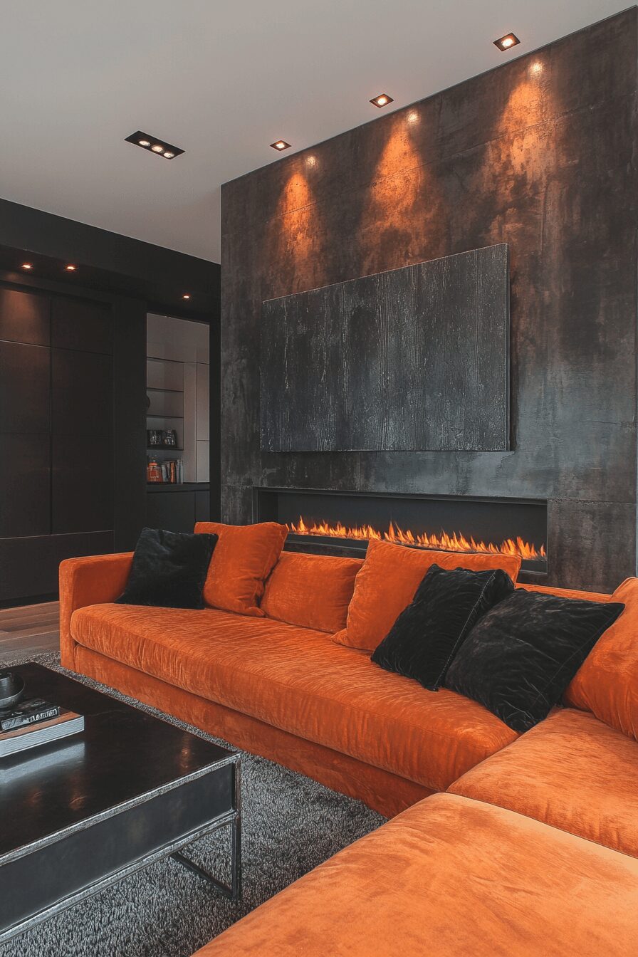 29 Orange Couch Living Room Inspirations That Make Your Space Pop 11 orange couch living room
