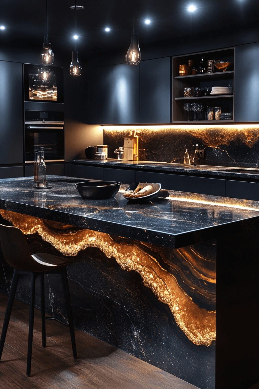 29 Black Marble Countertops That Make a Bold Design Statement 11 black marble countertops