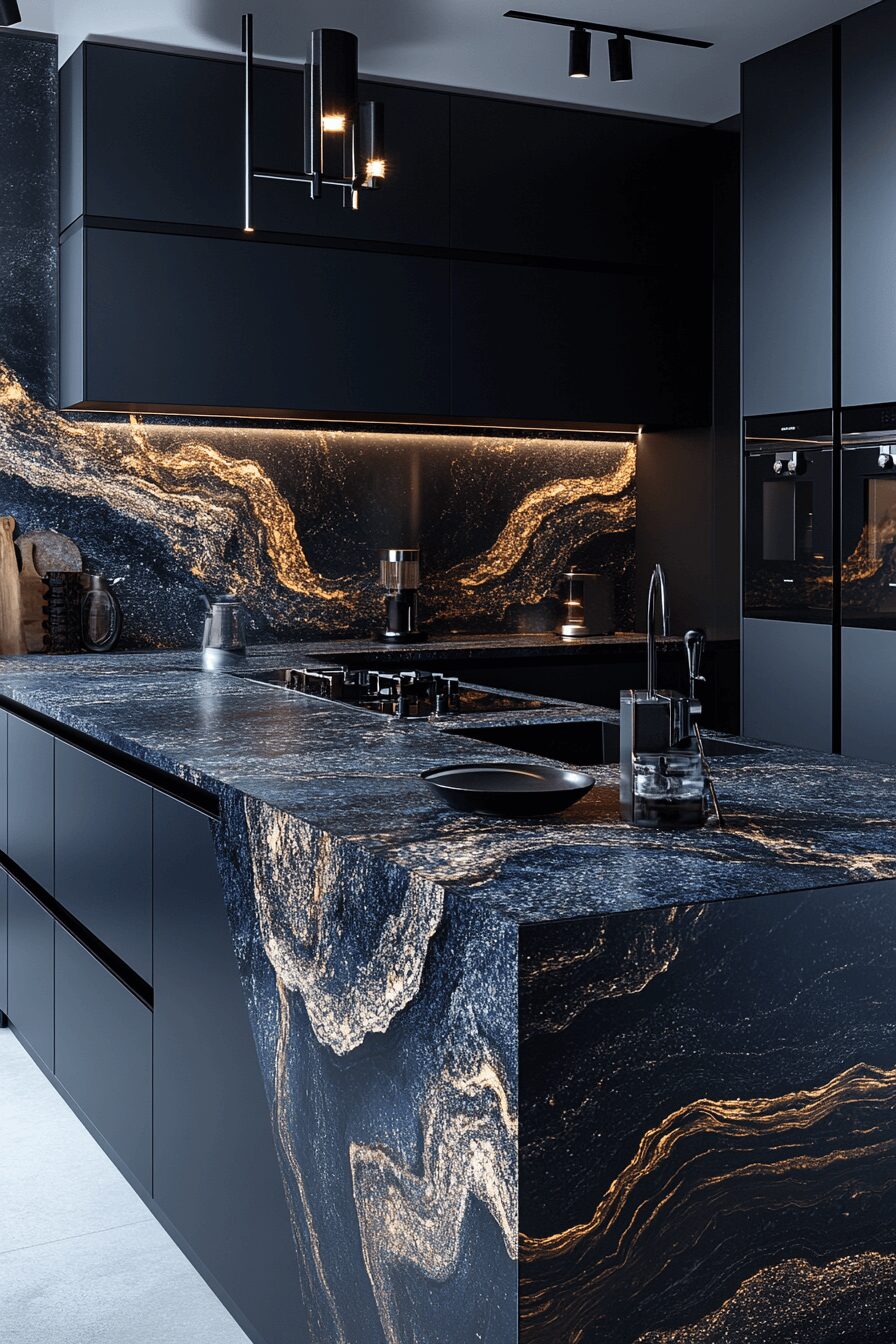 29 Black Marble Countertops That Make a Bold Design Statement 12 black marble countertops