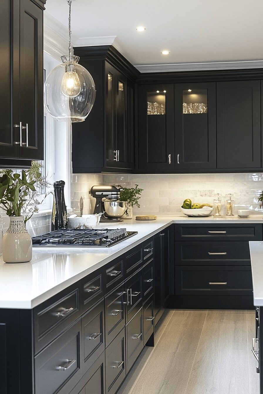 29 Black Cabinets White Countertops That Define Modern Perfection 12 black cabinets white countertops