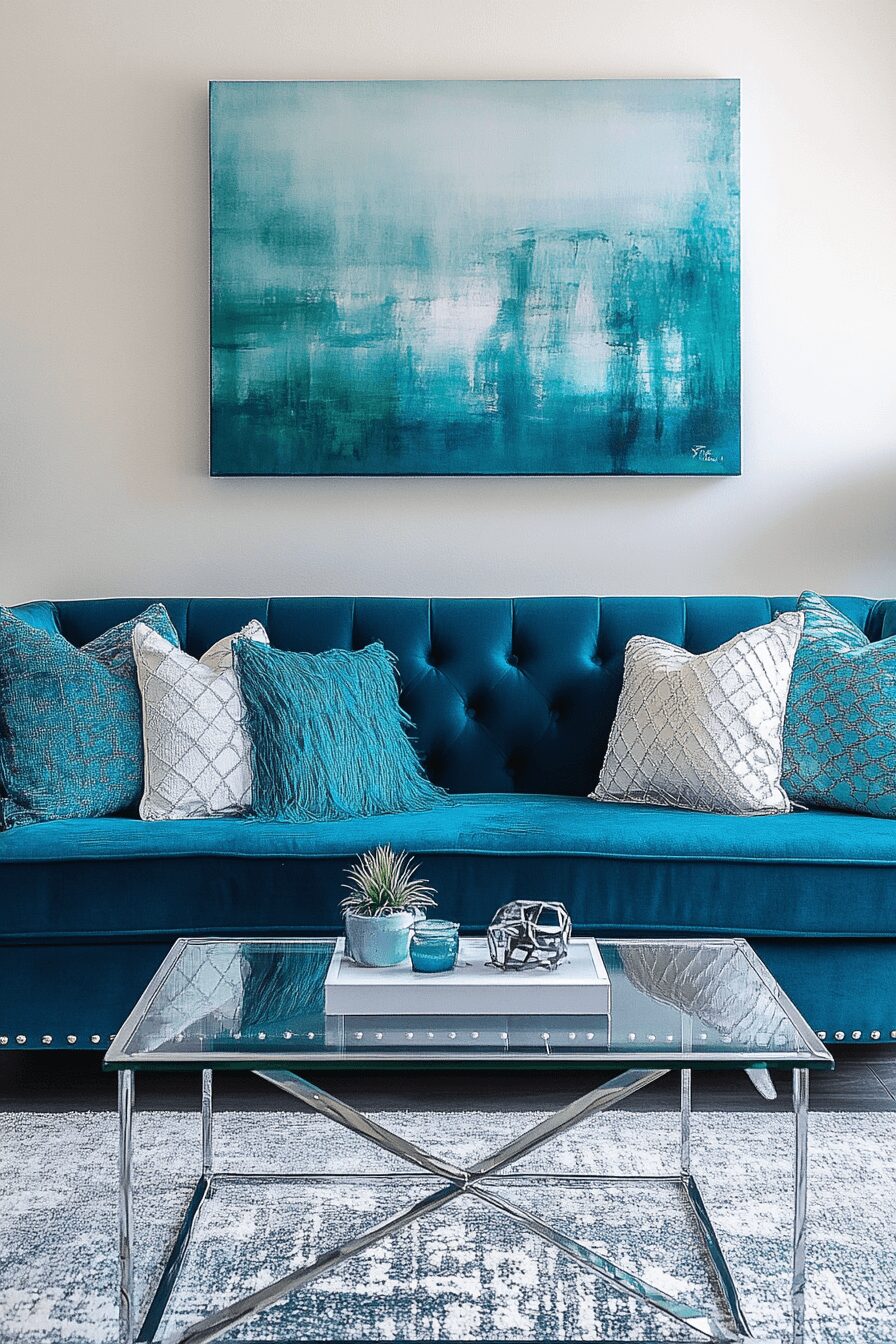29 Teal Couch Living Room Designs for a Cheerful and Relaxing Home 13 teal couch living room