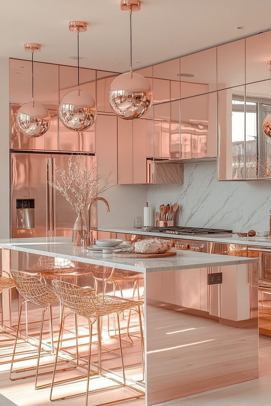 29 Rose Gold Kitchen Cabinets That Elevate Your Home’s Style 13 rose gold kitchen cabinets