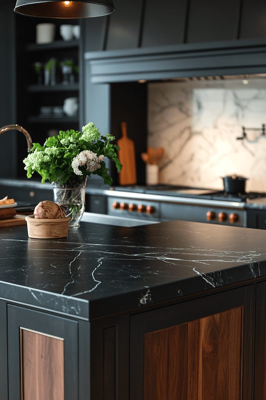29 Black Marble Countertops That Make a Bold Design Statement 13 black marble countertops
