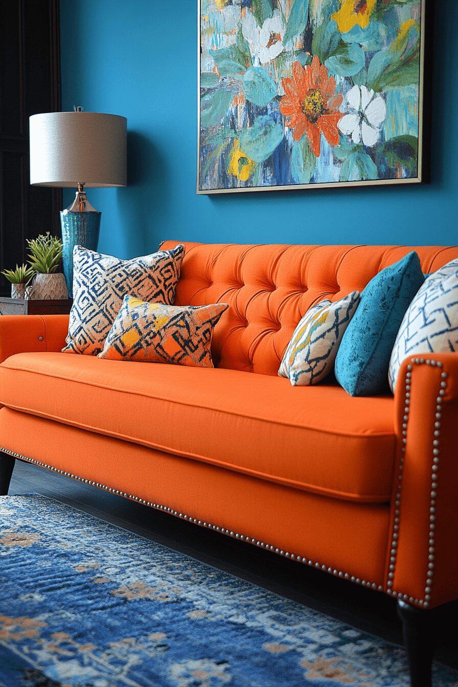 29 Orange Couch Living Room Inspirations That Make Your Space Pop 14 orange couch living room