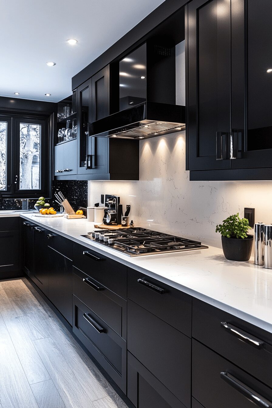 29 Black Cabinets White Countertops That Define Modern Perfection 14 black cabinets white countertops