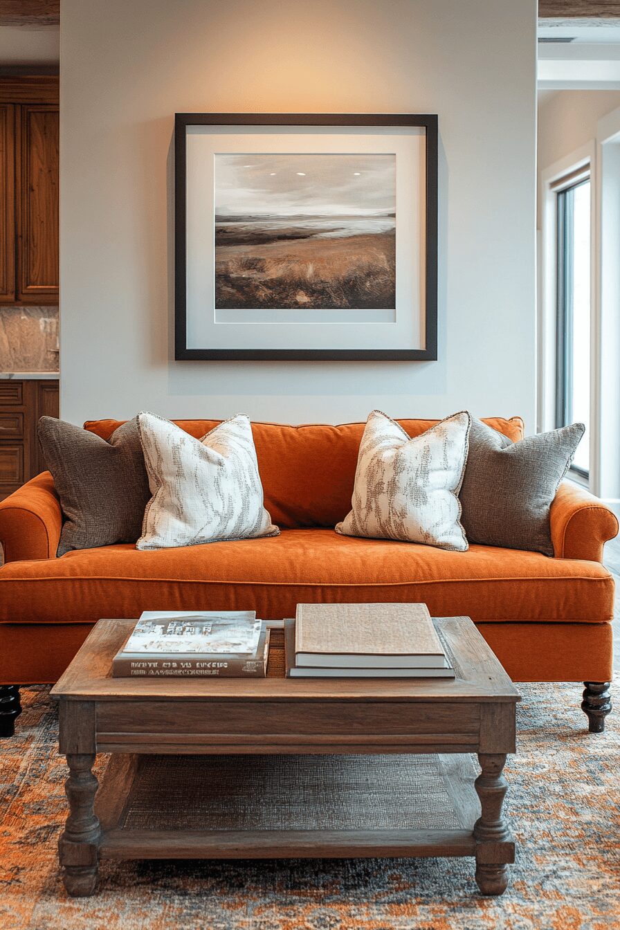 29 Rust Couch Living Room Ideas That Make Your Space Pop 14 rust couch living room ideas