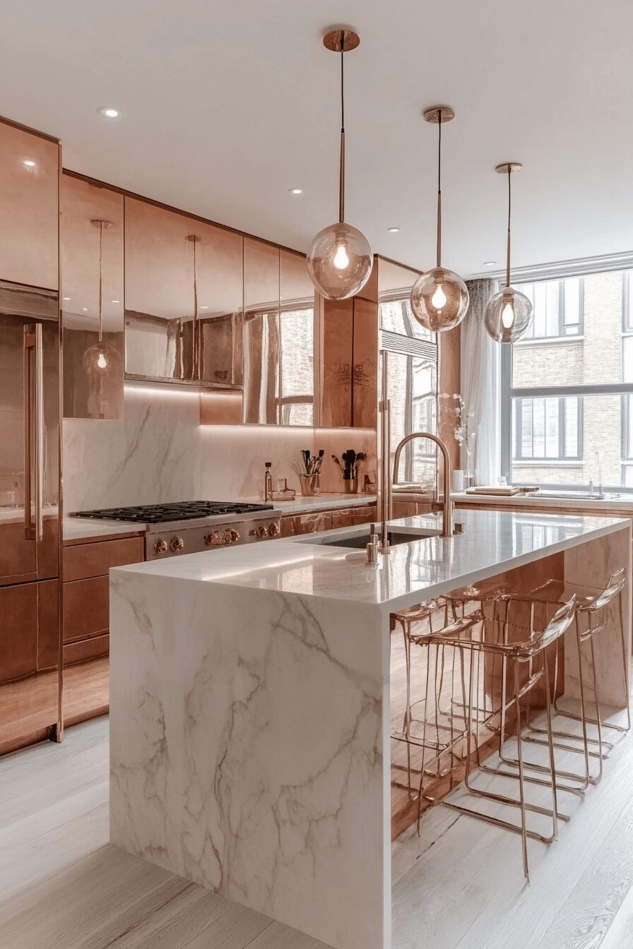 29 Rose Gold Kitchen Cabinets That Elevate Your Home’s Style 15 rose gold kitchen cabinets