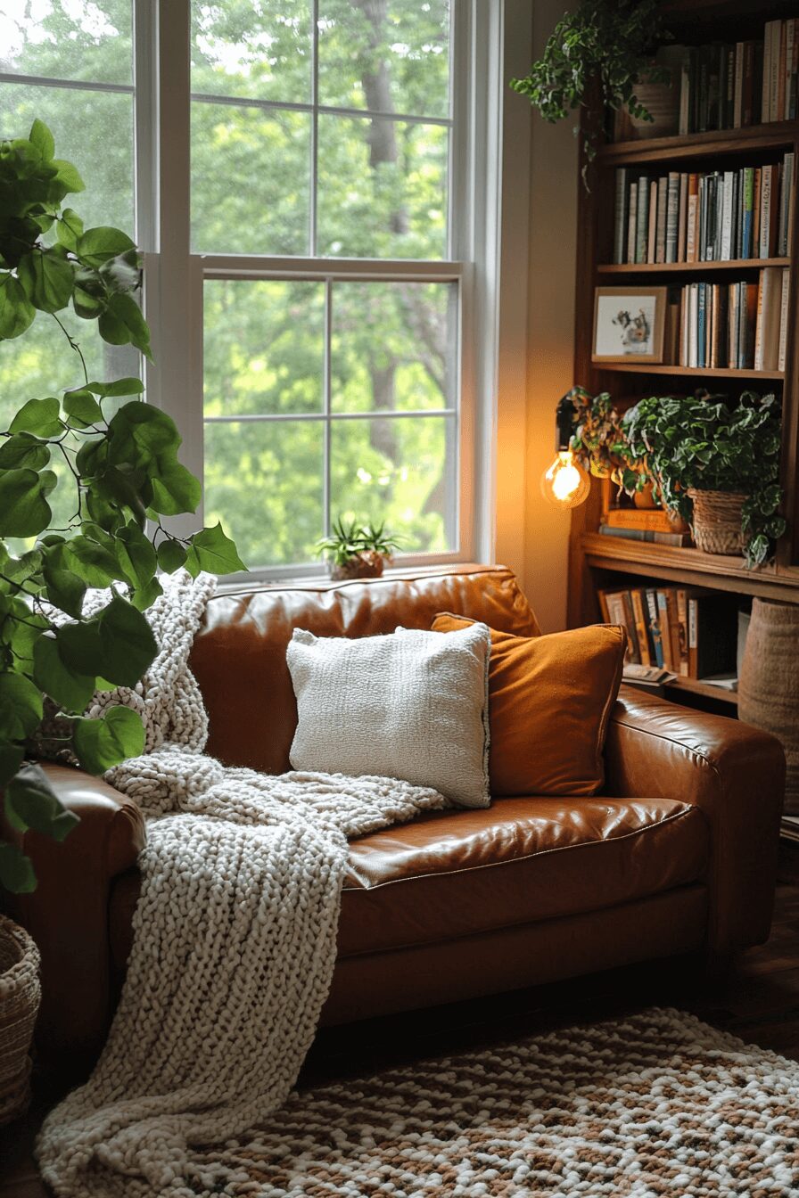 29 Cognac Couch Living Room Ideas That Make Your Space Feel Inviting 15 cognac couch living room ideas