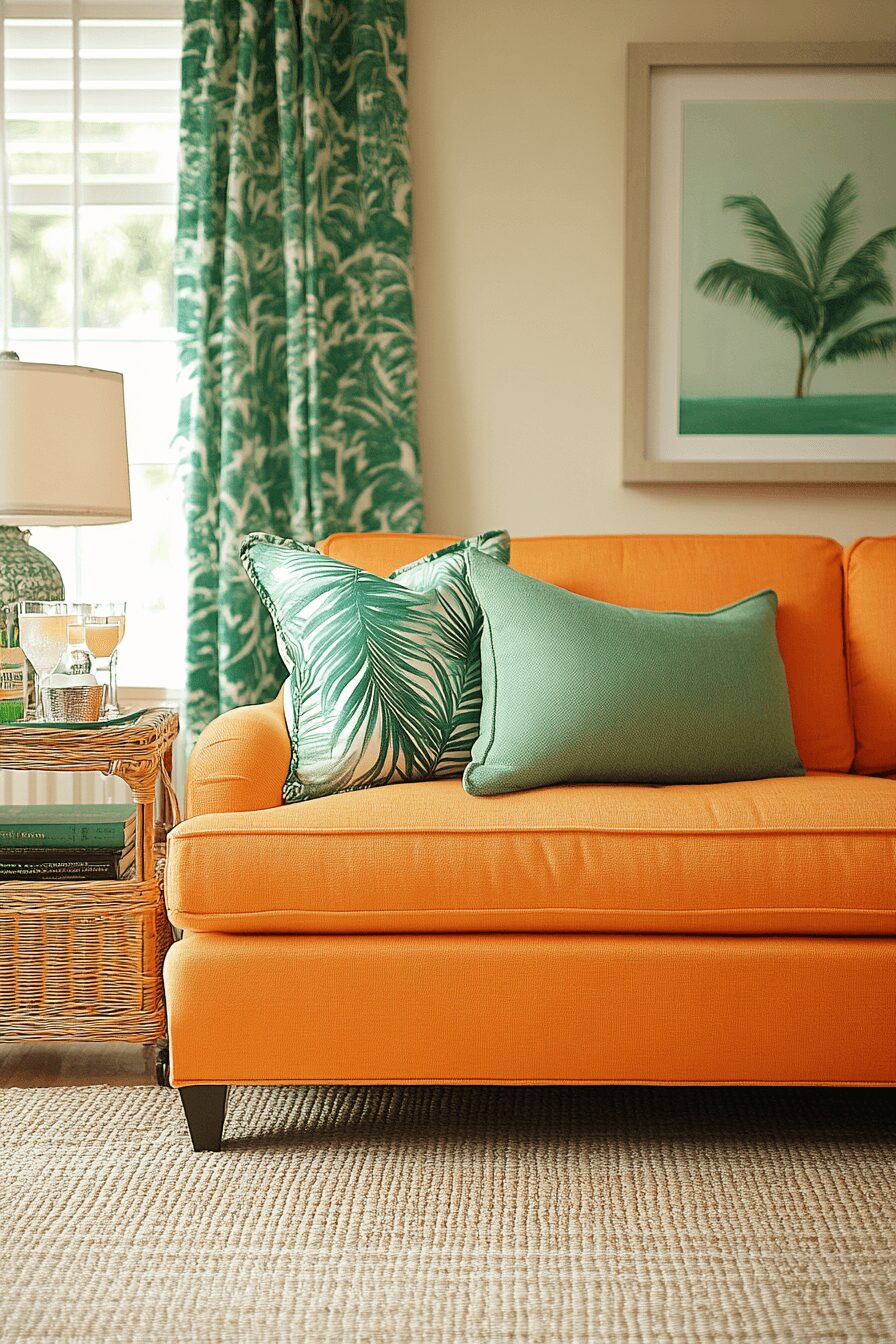 29 Orange Couch Living Room Inspirations That Make Your Space Pop 16 orange couch living room