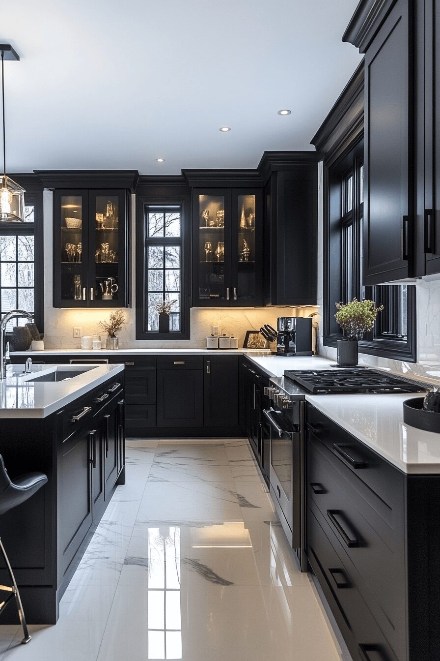 29 Black Cabinets White Countertops That Define Modern Perfection 16 black cabinets white countertops