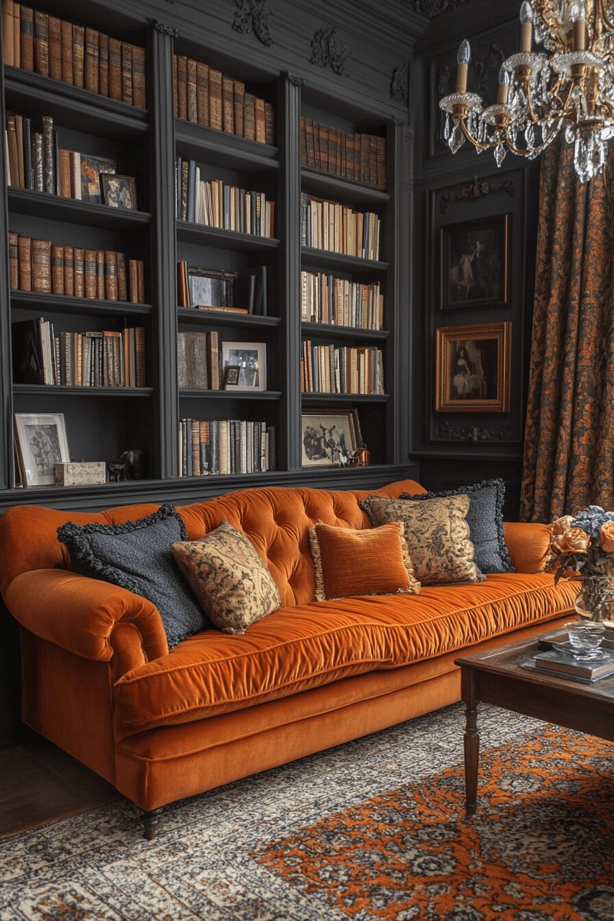 29 Orange Couch Living Room Inspirations That Make Your Space Pop 17 orange couch living room