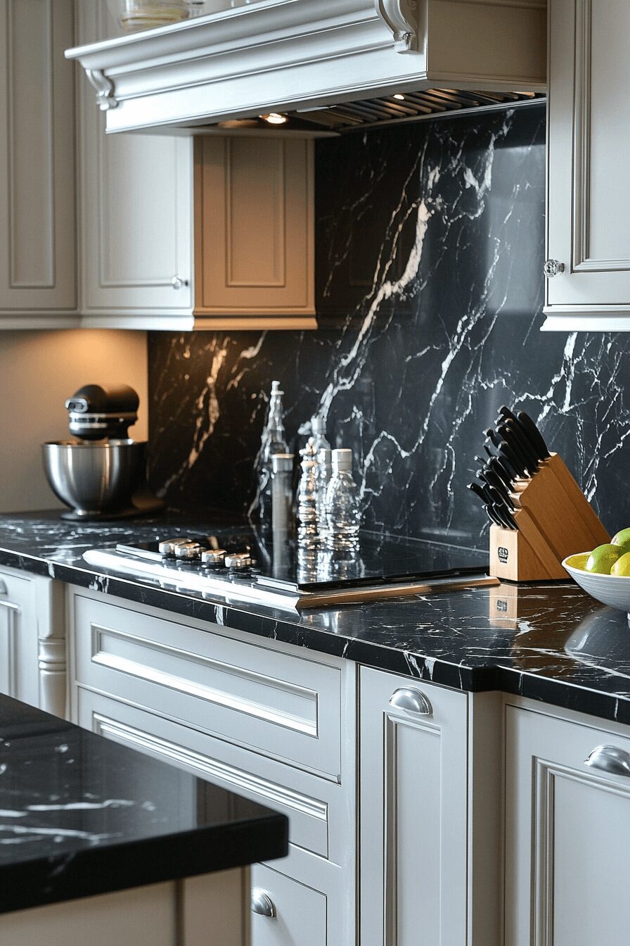 29 Black Marble Countertops That Make a Bold Design Statement 17 black marble countertops
