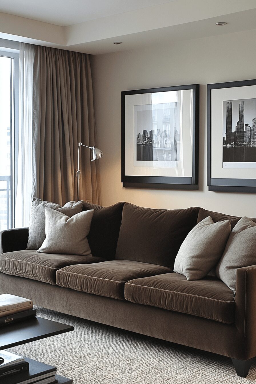 29 Dark Couch Living Room Ideas That Add Depth and Cozy Charm 18 dark couch living room