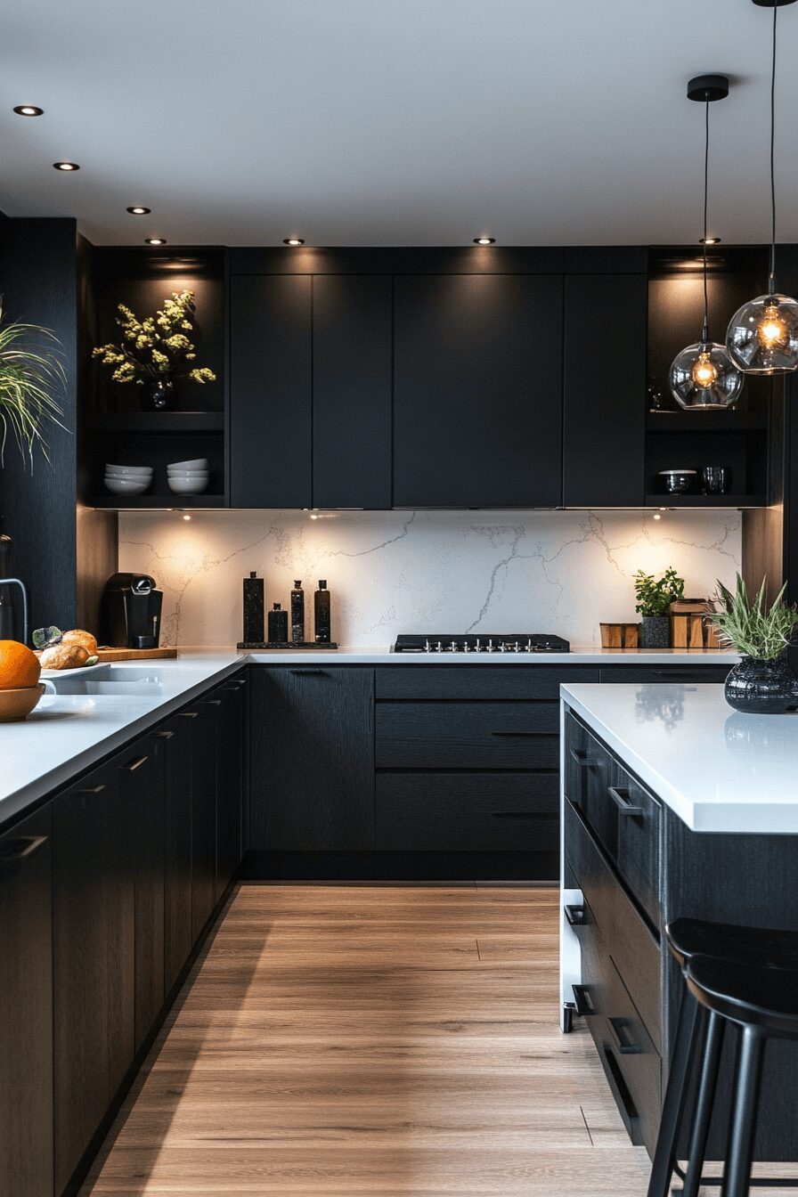 29 Black Cabinets White Countertops That Define Modern Perfection 18 black cabinets white countertops