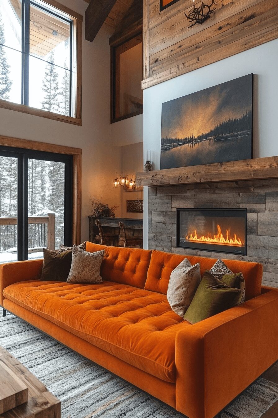 29 Orange Couch Living Room Inspirations That Make Your Space Pop 18 orange couch living room